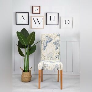 Tulya Dining Chair Cover Stretch Parsons Chair Slipcovers Spandex Blue/Cream